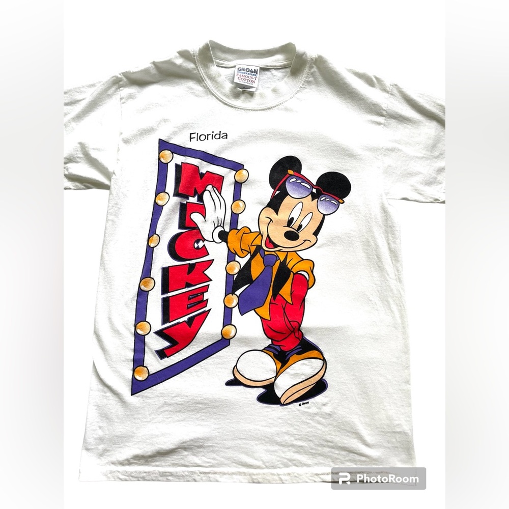 Vintage Disney Mickey Mouse White Cotton  T Shirt Florida Unisex Size M